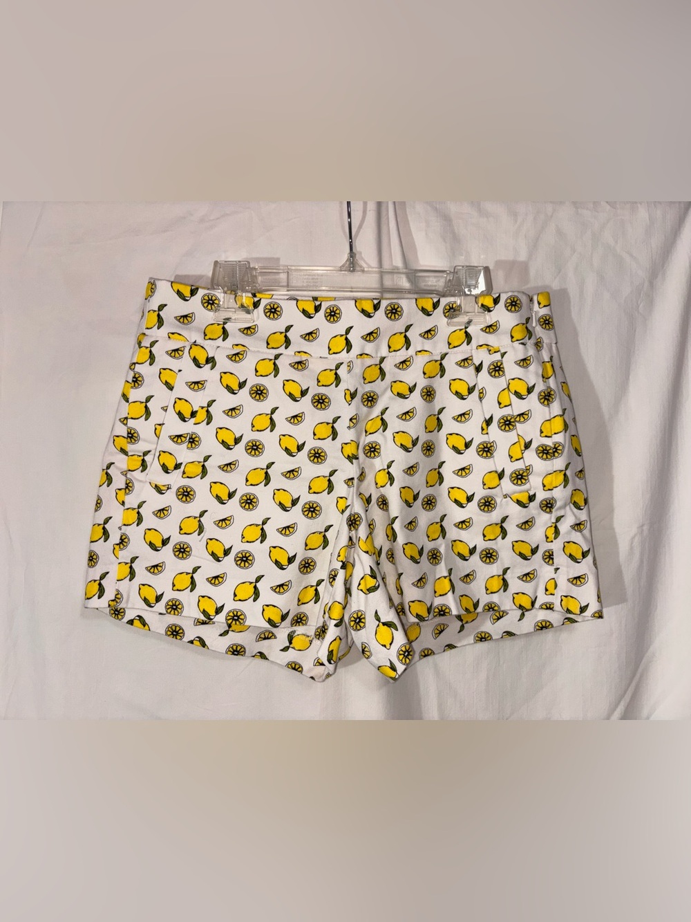 J. Crew White Shorts with Yellow Lemon Print